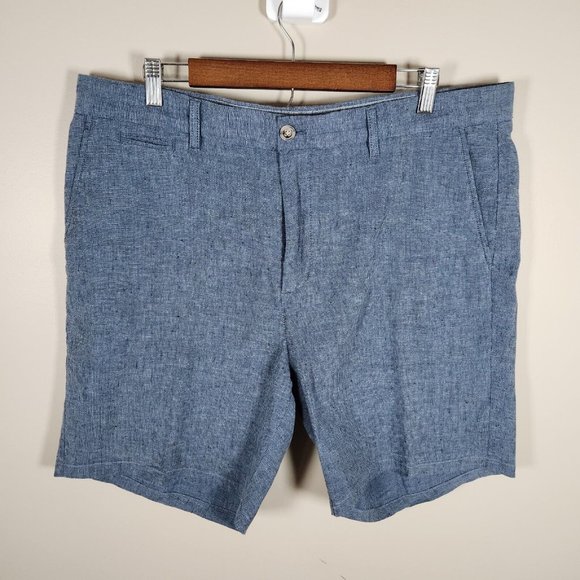 johnnie-O Other - Johnnie O Shorts Mens 38 Blue Linen Cotton Blend Chino Golf Lightweight Gorpcore